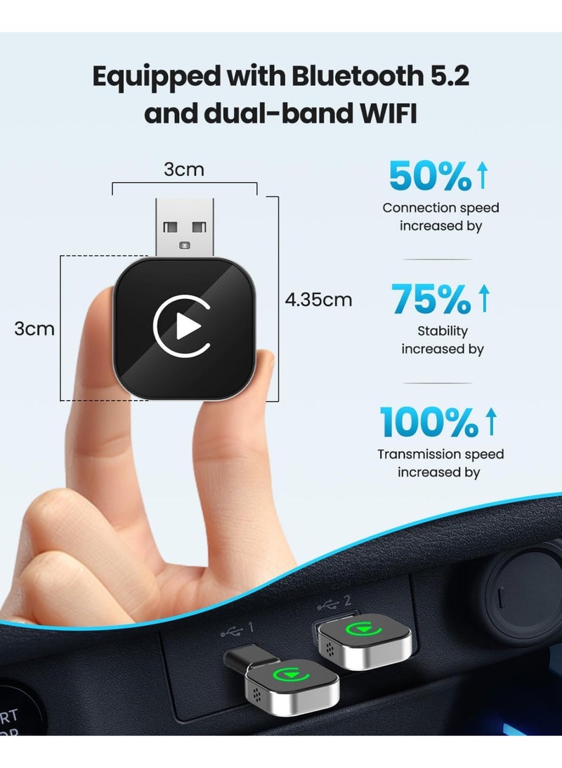 أوشيما مُعدّل كار بلاي لاسلكي، مُعدّل كار بلاي الأسود للآيفون، مُعدّل كار كار بلاي، اتصال سلس لتحويل الكابل إلى اللاسلكي، مُعدّل أندرويد أوت صغير مستقر وقابل للتشغيل من تلقاء نفسه - Image 2